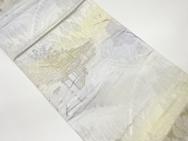 山並みに民家模様織出し袋帯